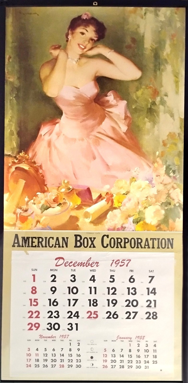 VINTAGE 22x46 HADDON SUNDBLOM 1957 PINUP GIRL CALENDAR POSTER ART PRINT C PHOTO