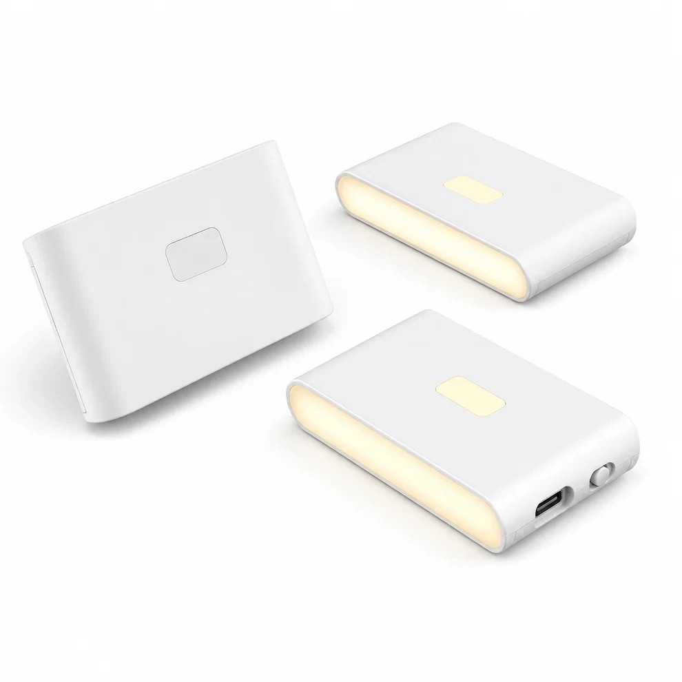 3 Pack Rechargeable LED Night Lights Smart Motion Sensor &Dusk-to-Dawn Auto Glow