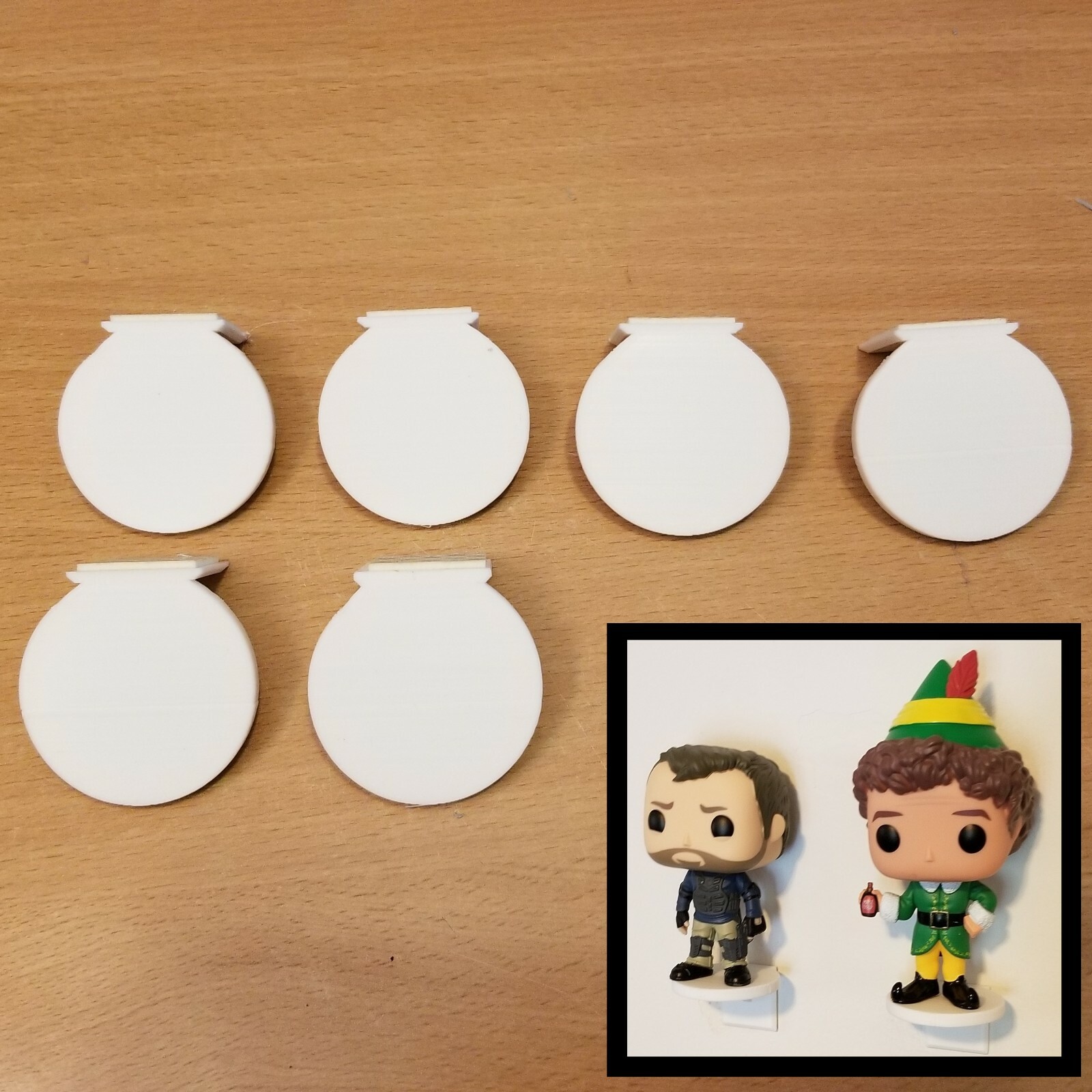 6 Pack White Small no Nail Adhesive Wall Display shelf for figurine Funko Pops