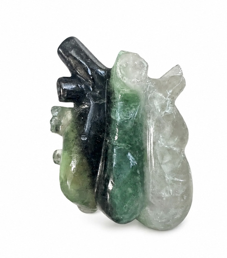 Natural Fluorite Anatomical Heart Hand Carved Gemstone Sculpture Gift Decor Natural Fluorite Anatomical Heart Hand Carved Gemstone Sculpture Gift Decor
