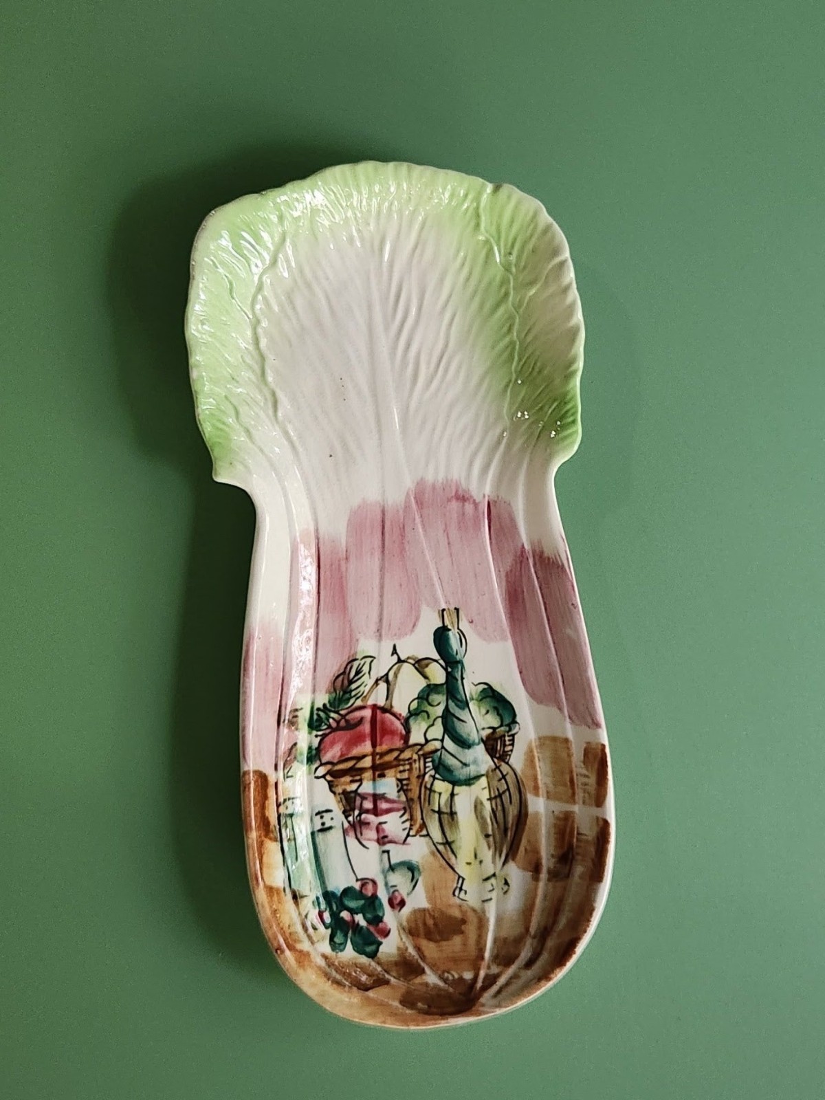 Vtg Celery Shaped Serving Platter - Tray - Condiment Dish