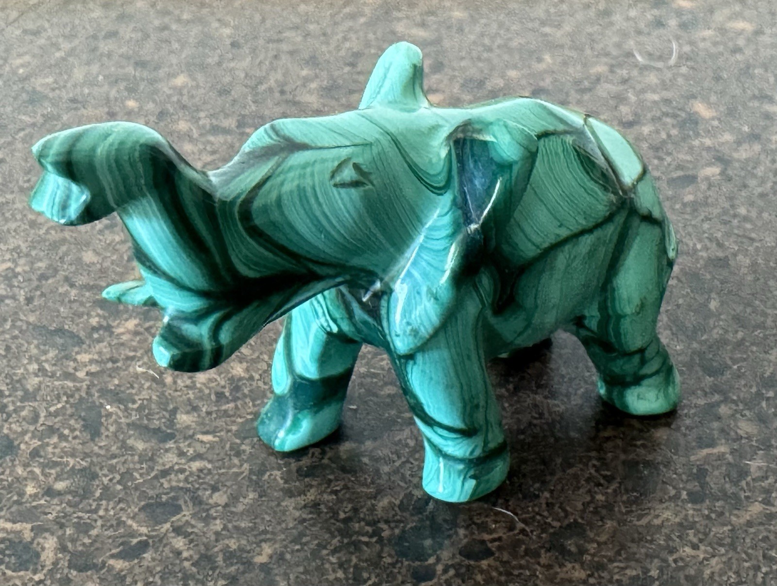 Vintage Hand-Carved Elephant Malachite Figurine