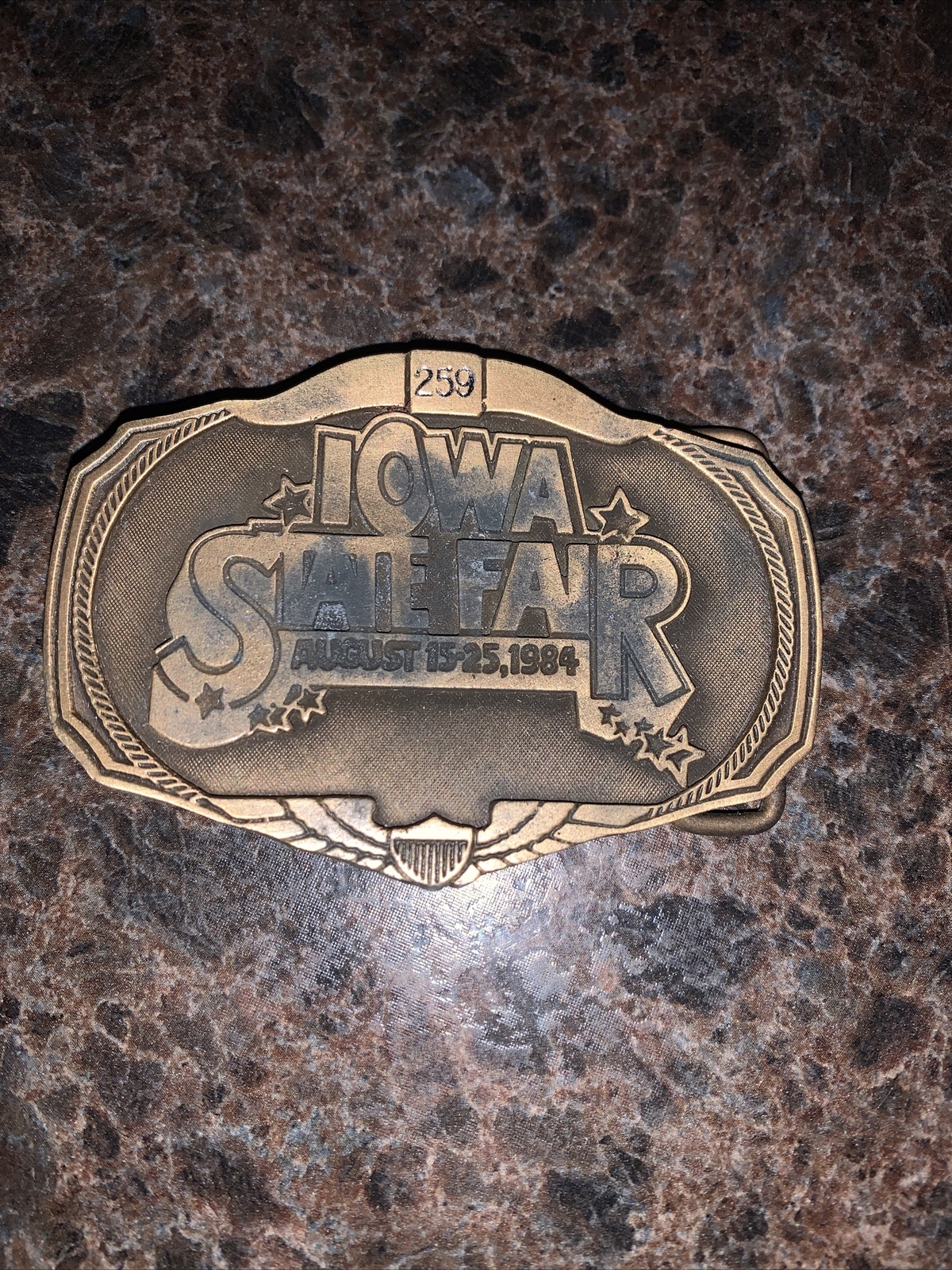 Vtg 1984 Iowa State Fair Belt Buckle #259