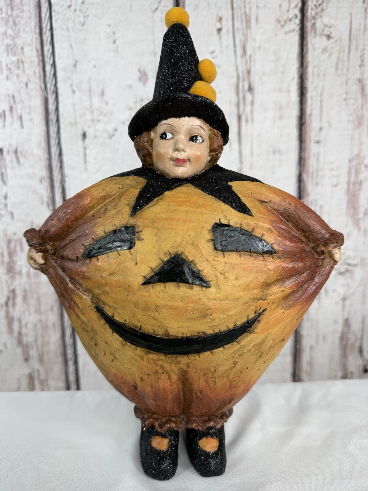 Vintage Bethany Lowe KD Mica Glittered Halloween Pumpkin Witch Girl Figure RARE Vintage Bethany Lowe KD Mica Glittered Halloween Pumpkin Witch Girl Figure RARE