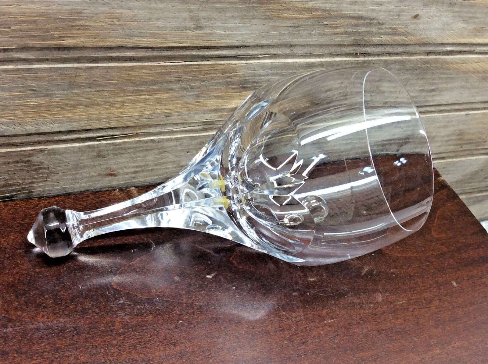 Etched Vtg Clear Crystal Cut Glass Bell Hand-Held Holiday Display Decor 5.75\