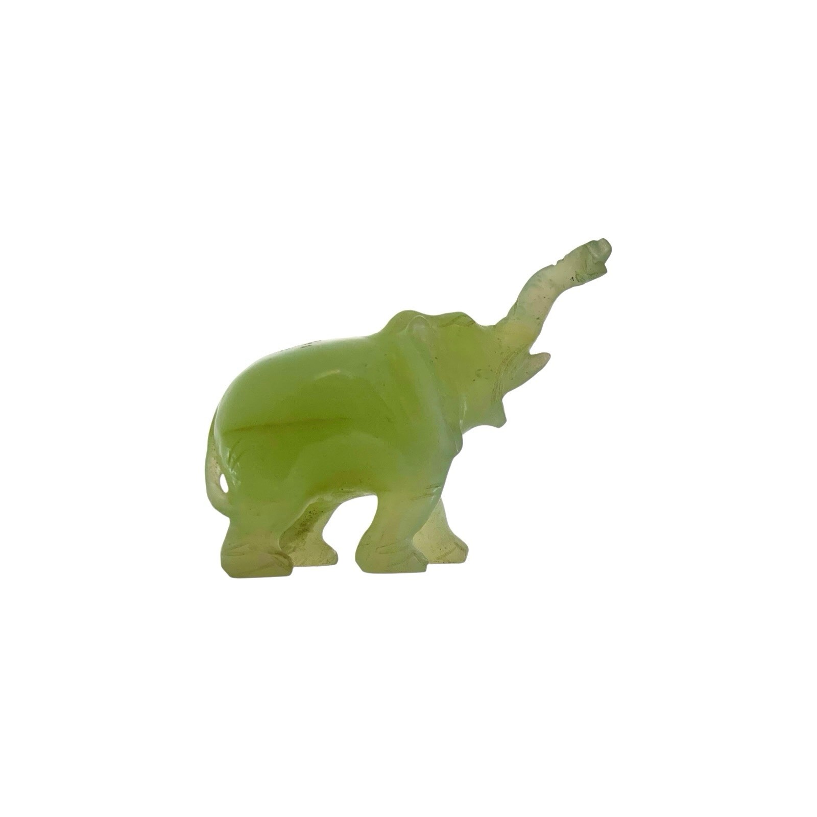 Elephant Figurine Small Jade Hand Carved Sculpture Vintage Asian Decor