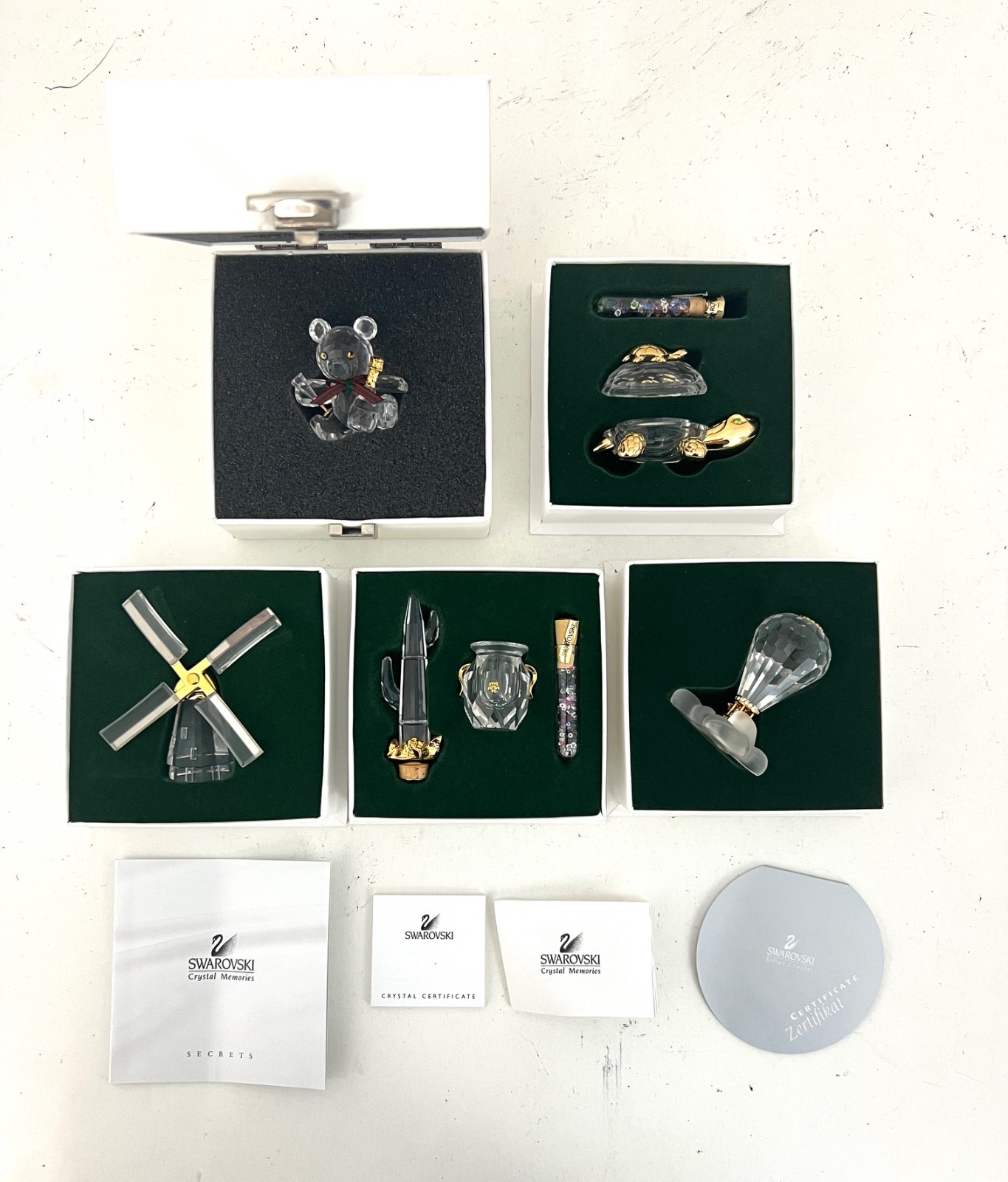 Swarovski 5 Pieces Crystal Miniature Figurines with Gold Accent- Collection # 22 Swarovski 5 Pieces Crystal Miniature Figurines with Gold Accent- Collection # 22