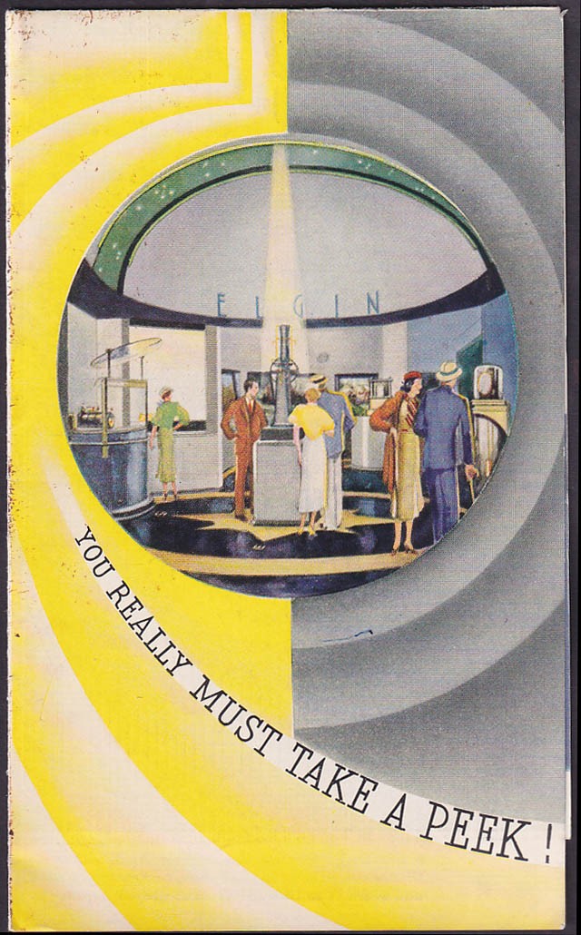 Elgin Take A Peek wristwatch folder 1939 New York World\'s Fair