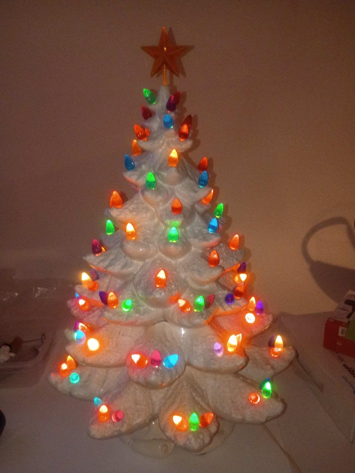 RARE VTG x-large flocked White Ceramic Atlantic Mold Christmas Tree 22 RARE VTG x-large flocked White Ceramic Atlantic Mold Christmas Tree 22