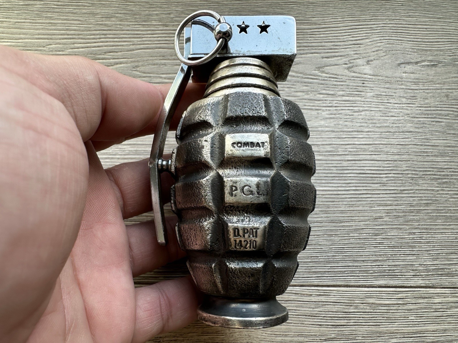 Vintage 1960's Hand Grenade Table Top Lighter Working Condition Vintage 1960's Hand Grenade Table Top Lighter Working Condition