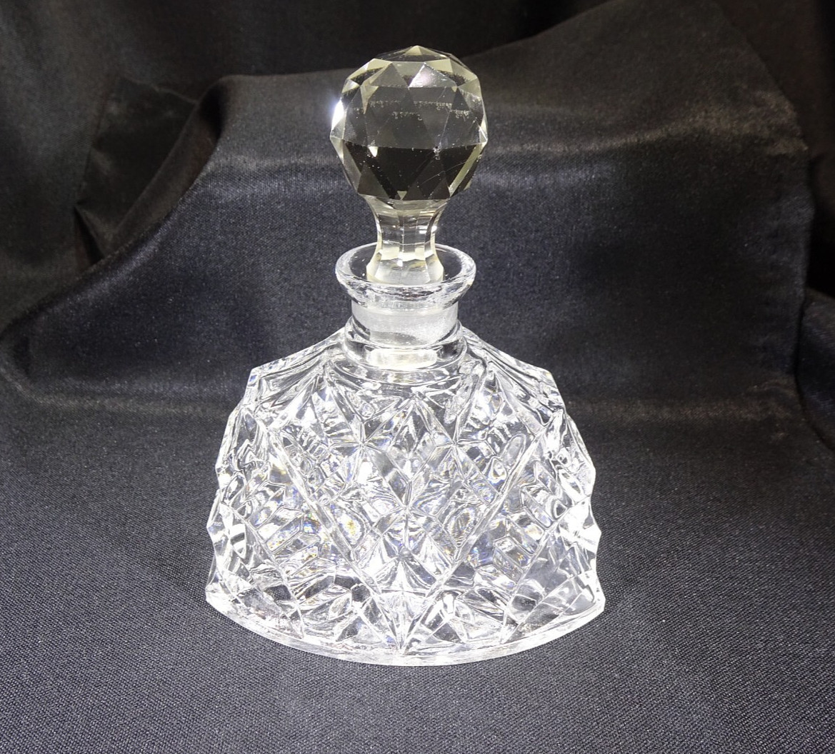 Vintage 1950\'s Diamond Cut Lead Crystal Perfume Bottle
