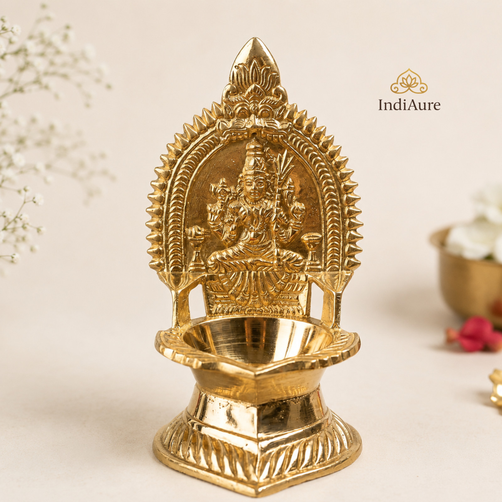 Brass Kamakshi Deepam | Traditional Kamatchi Amman Vilakku | Hindu Brass Diya