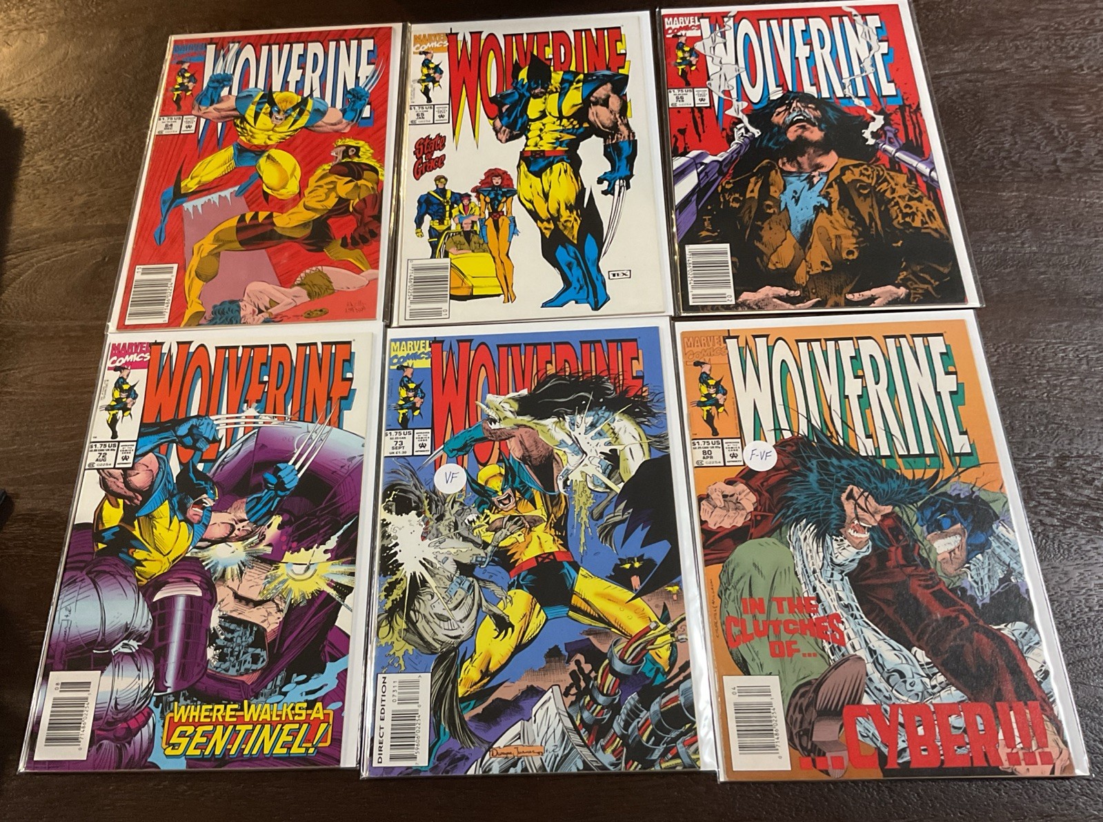 Marvel Comics 1992-94 WOLVERINE Lot Of 6 #64,65,66,72,73,80 VF-NM NEWSTAND