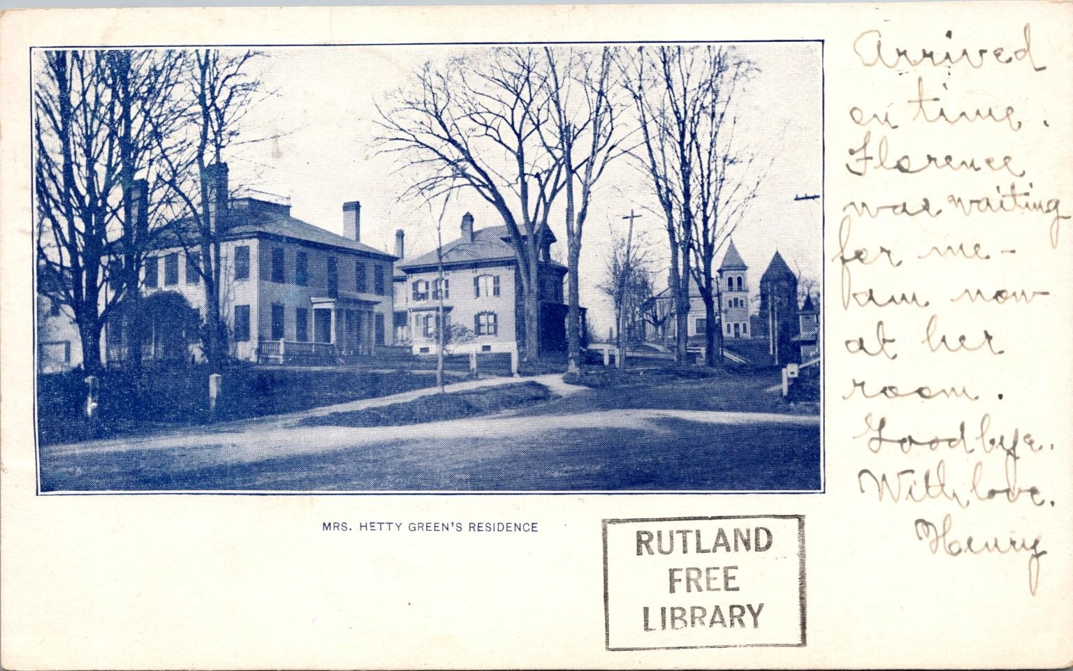 Hetty Green's Residence Rutland VT Postcard 1905 Private Mailing Card