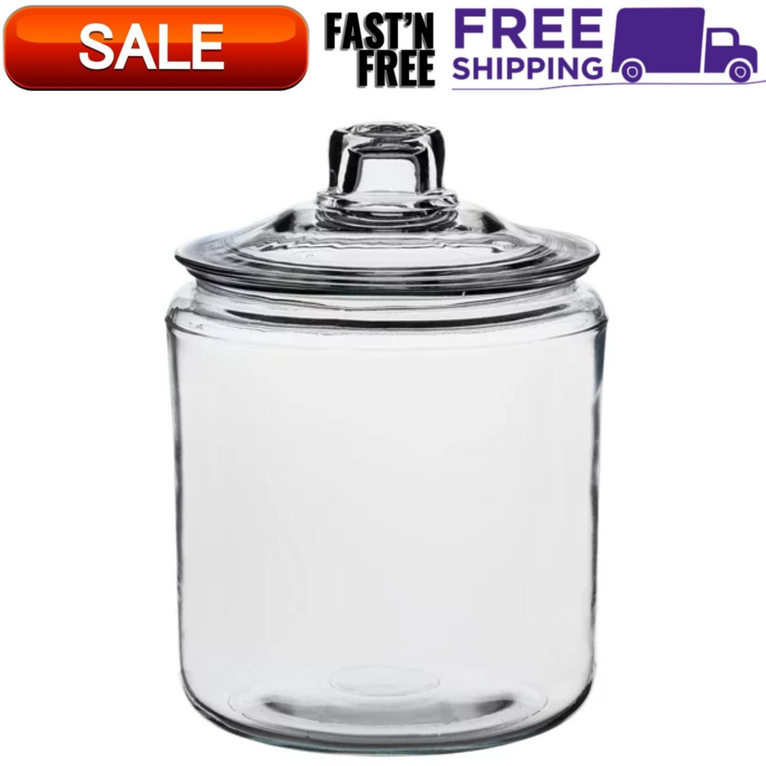 Anchor Hocking Heritage Hill Clear Glass Jar with Lid Kitchen Storage, 1 Gallon