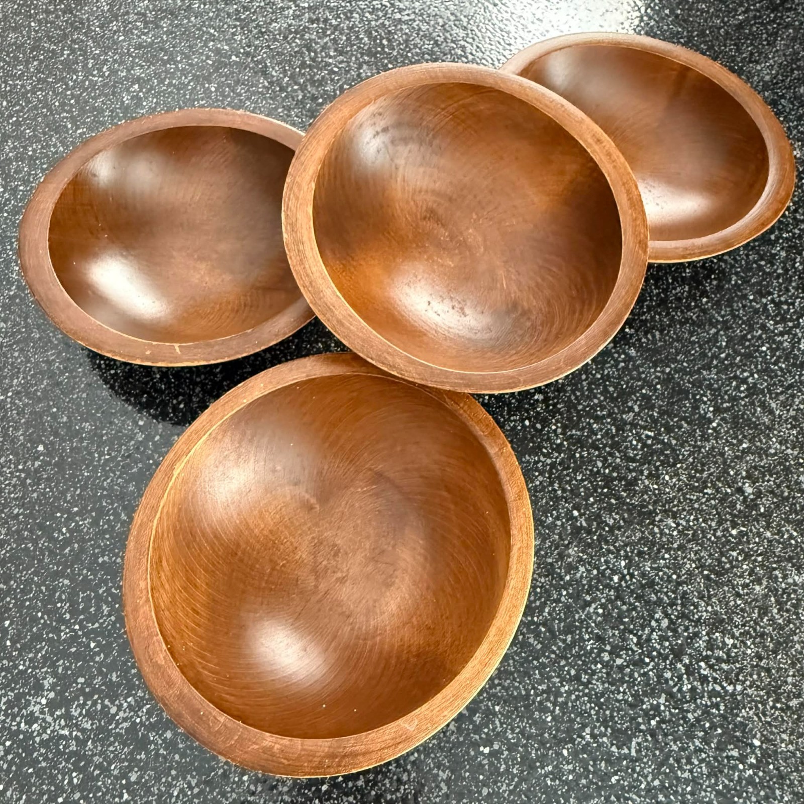 Vintage Wood Bowls Set of 4 Woodcroftery Made in America USA Wooden Oval MCM