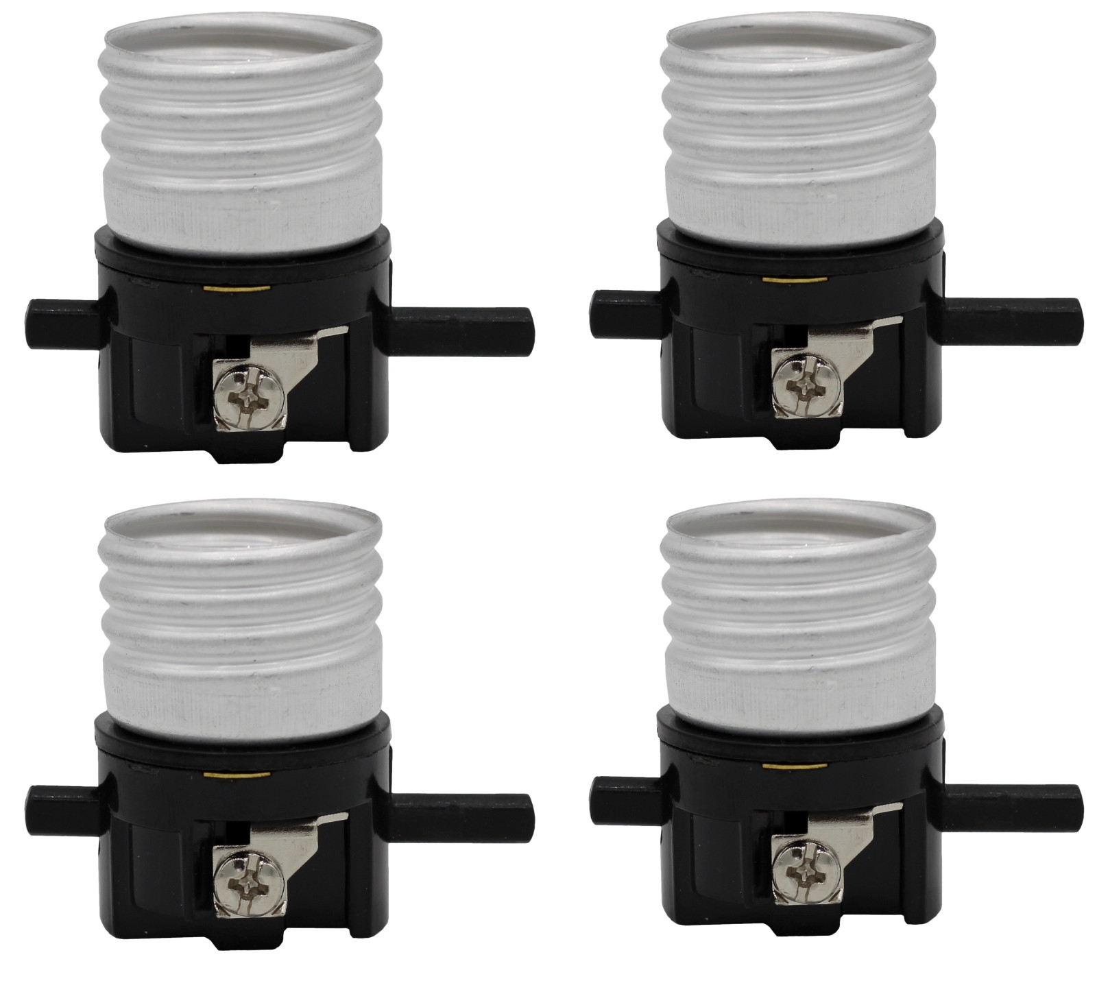 Push Thru Socket Interior - On/Off Lamp Socket, Medium Base E26 Socket | 4 Pack Push Thru Socket Interior - On/Off Lamp Socket, Medium Base E26 Socket | 4 Pack