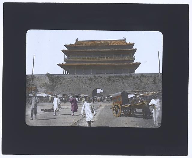 Beijing China 1895 Gateway to Emperor\'s Palace Peking Gate Lantern Slide