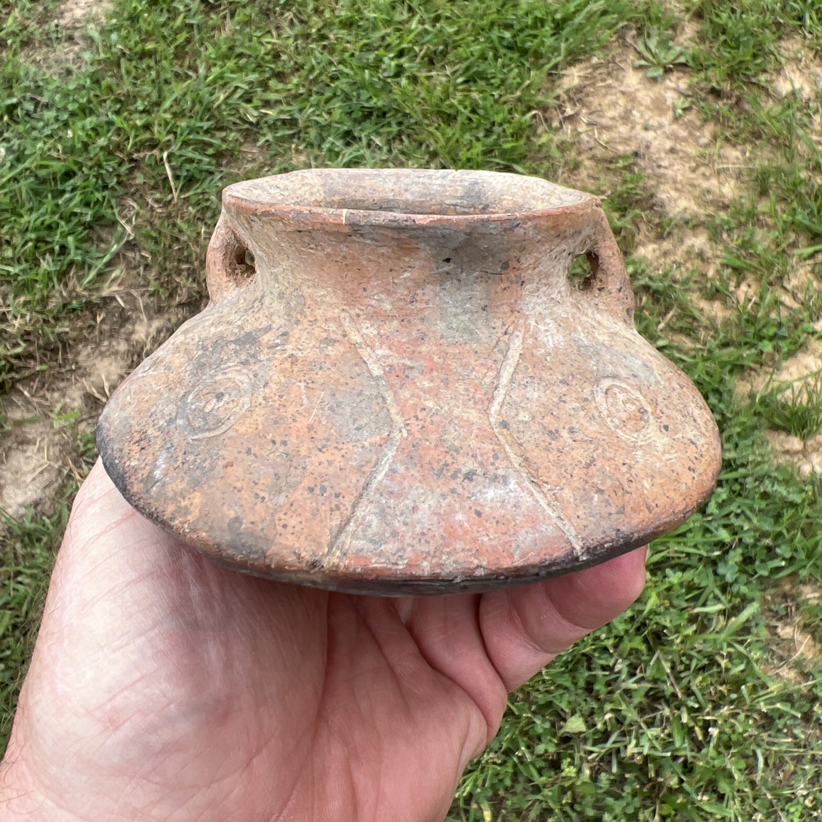 Pre Columbian 4.3/8” X2.3/4” Tuza Narino Culture Saucer UFO Looking Pot Q 656 Pre Columbian 4.3/8” X2.3/4” Tuza Narino Culture Saucer UFO Looking Pot Q 656