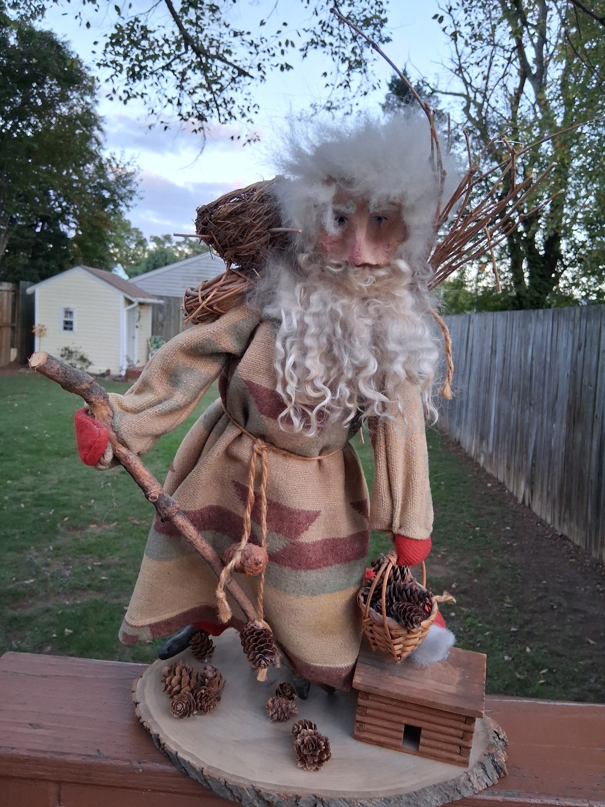 RARE SIGNED JAMES CRAMER ORIGINAL FOLK ART SANTA - VINTAGE WOOL BLANKET COAT RARE SIGNED JAMES CRAMER ORIGINAL FOLK ART SANTA - VINTAGE WOOL BLANKET COAT