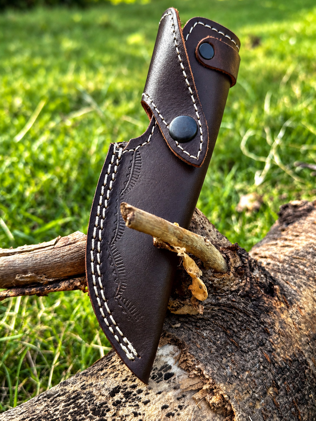 GENUINE LEATHER ENGRAVED CUSTOM HANDMADE SHEATH FOR FIXED BLADE KNIFE / HOLSTER