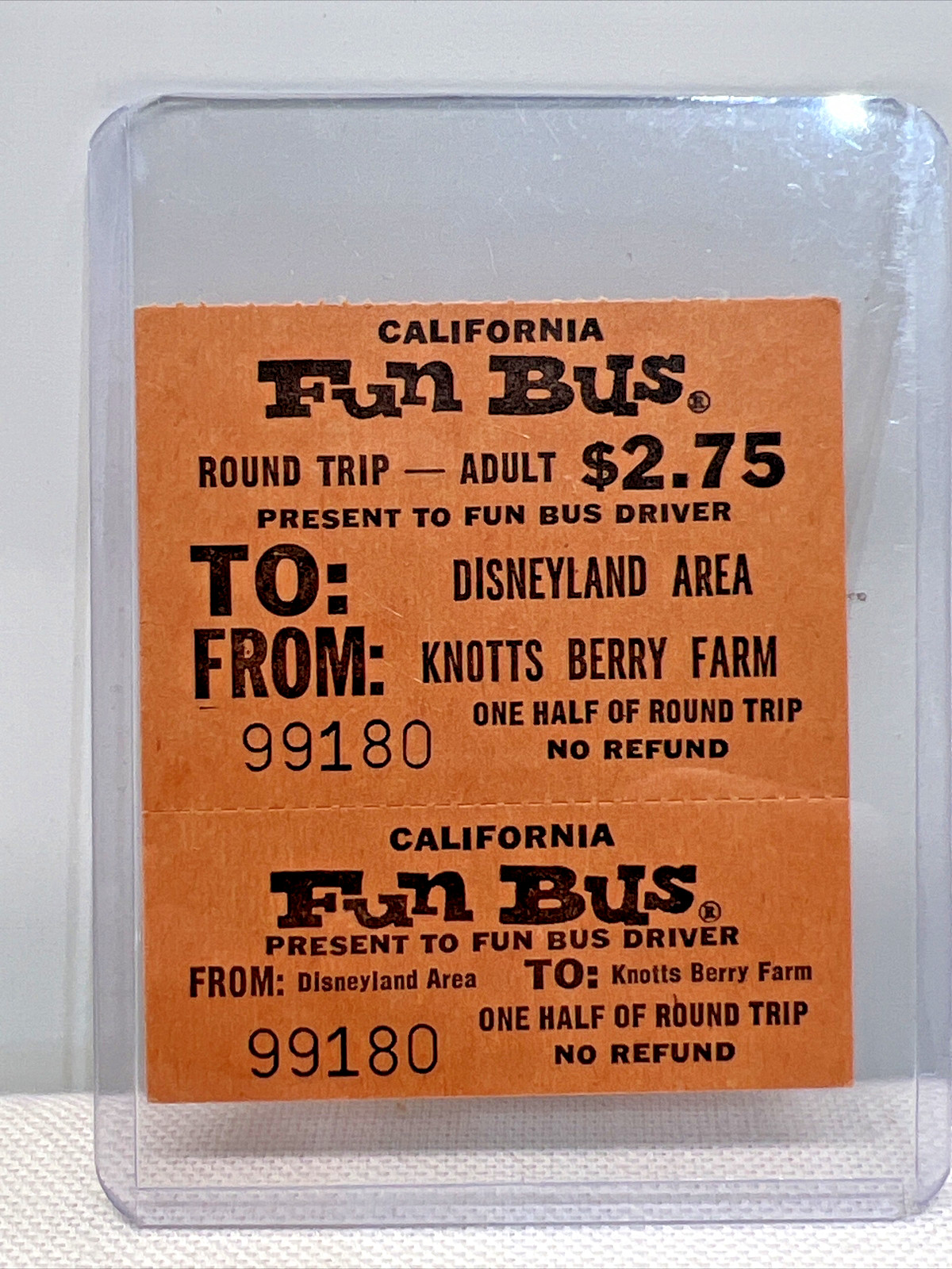 Vintage 1970's Disneyland Fun Bus Ticket Unused Very Rare Round Trip