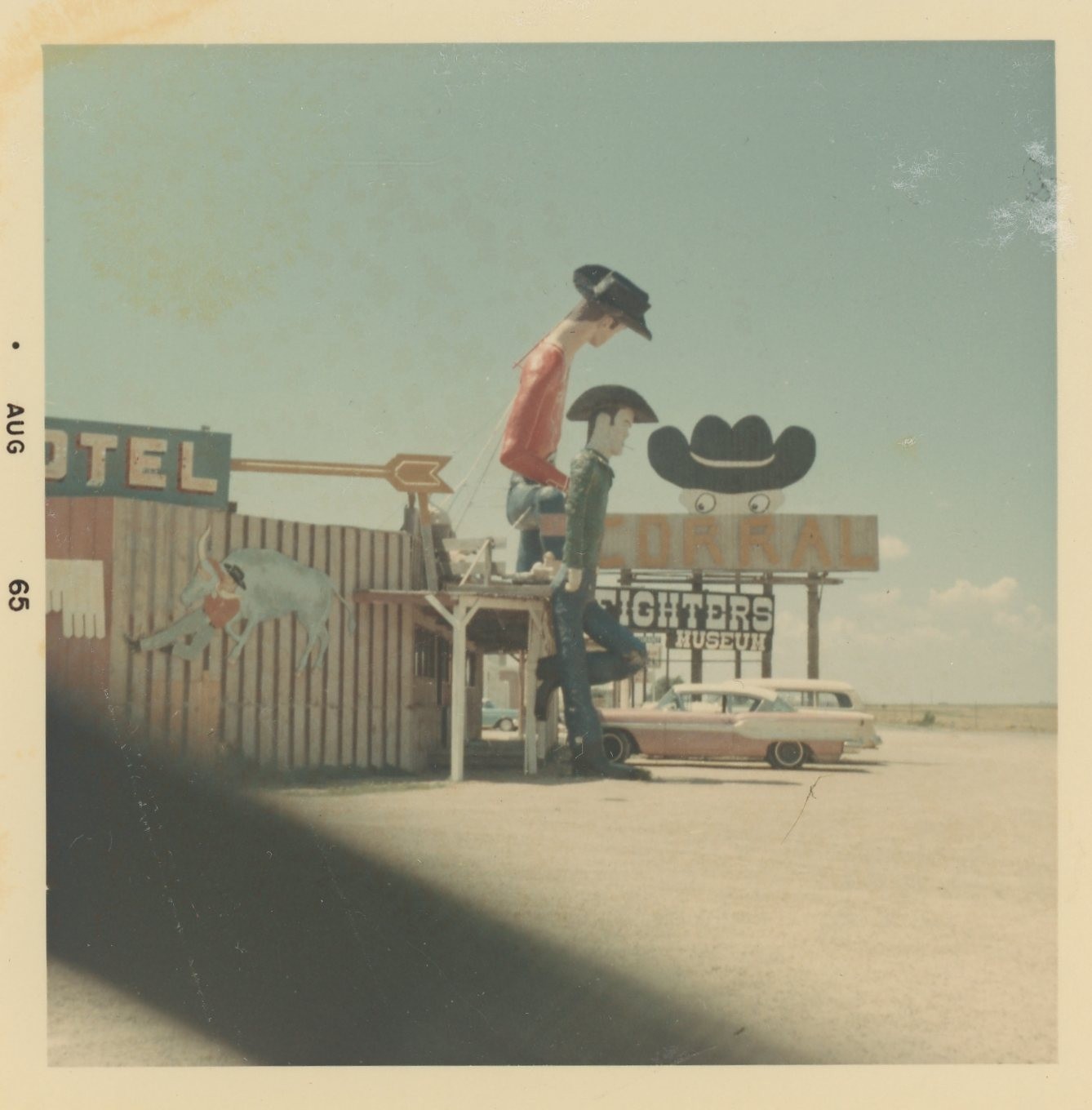 Corral Gunfighters Museum Tex Randall Tallest Cowboy Texas Sign VTG Photo 1960s Corral Gunfighters Museum Tex Randall Tallest Cowboy Texas Sign VTG Photo 1960s