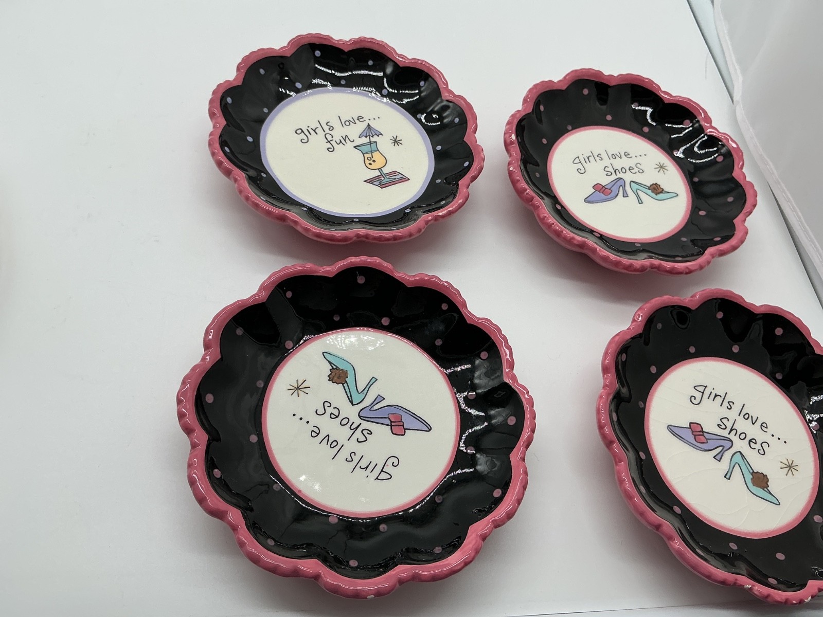 “Girls Love Shoes” trinket dishes Lori Siebert Certified International set of 4