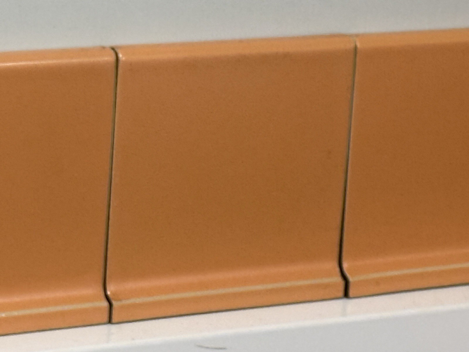 N.O.S. 1940s-50s Romany A-3610 Large Sanitary Base Tiles - Peach Orange