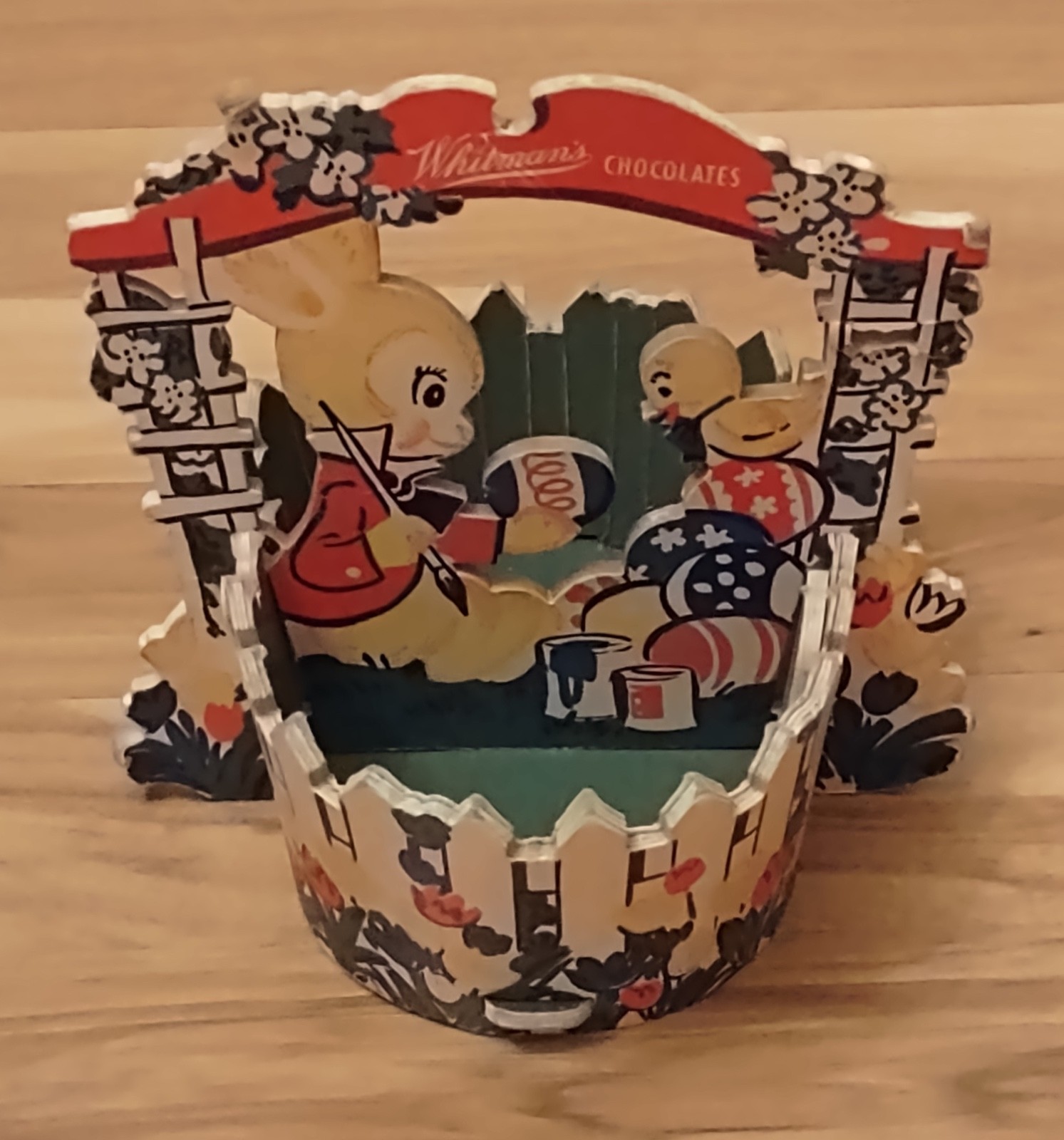Vintage Candy Box 1950s Whitman's Chocolates Easter Basket Cardboard Cutout Rare