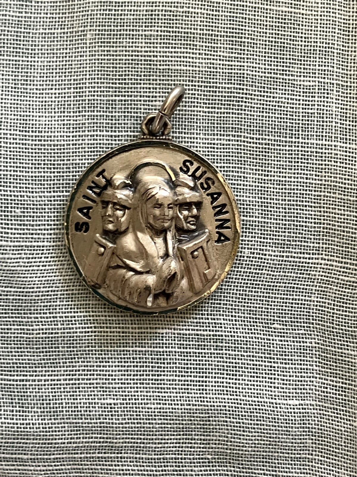 Vintage Creed Sterling Silver Saint Susanna Catholic Religious Charm Medal