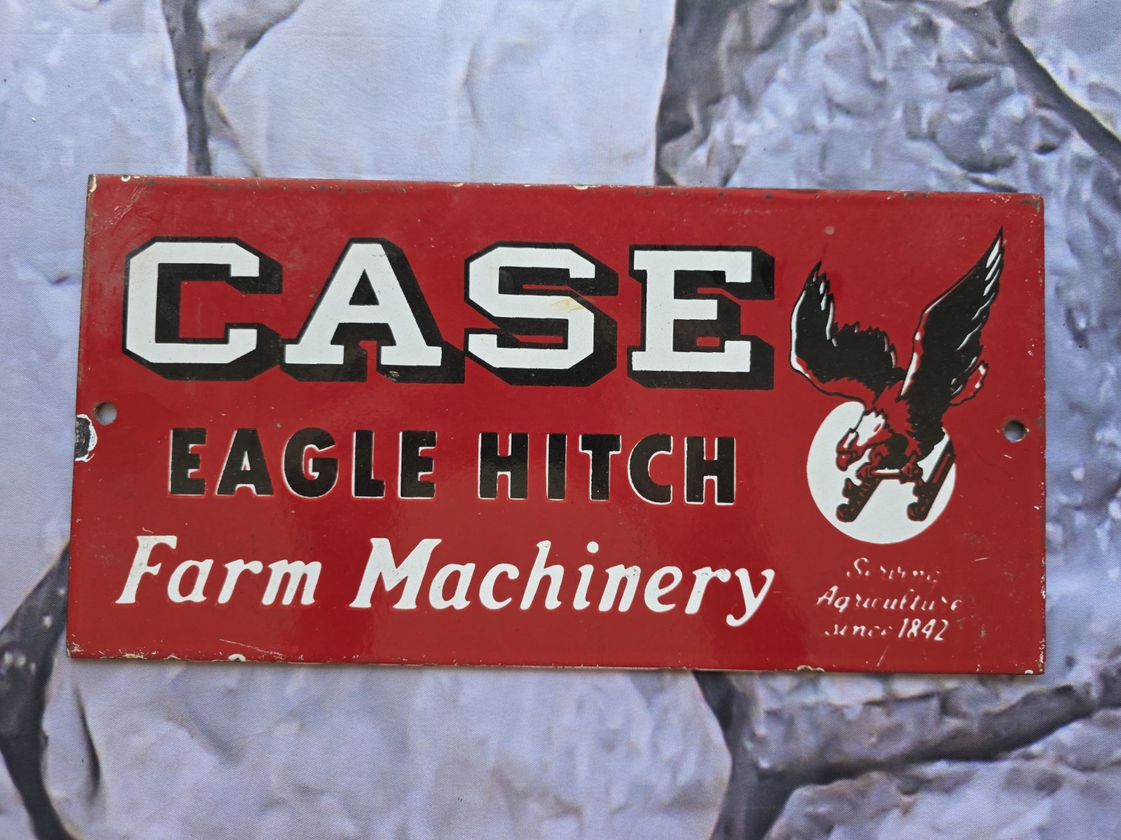 LARGE VINTAGE CASE TRACTORS EAGLE PORCELAIN FARM MACHINE SIGN 12 LARGE VINTAGE CASE TRACTORS EAGLE PORCELAIN FARM MACHINE SIGN 12