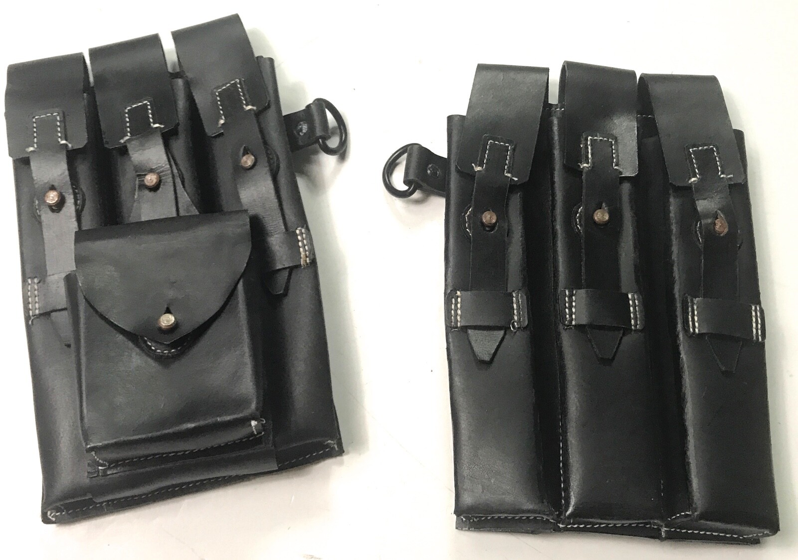 WWII GERMAN MP EARLY WAR LEATHER AMMO POUCHES-BLACK WWII GERMAN MP EARLY WAR LEATHER AMMO POUCHES-BLACK
