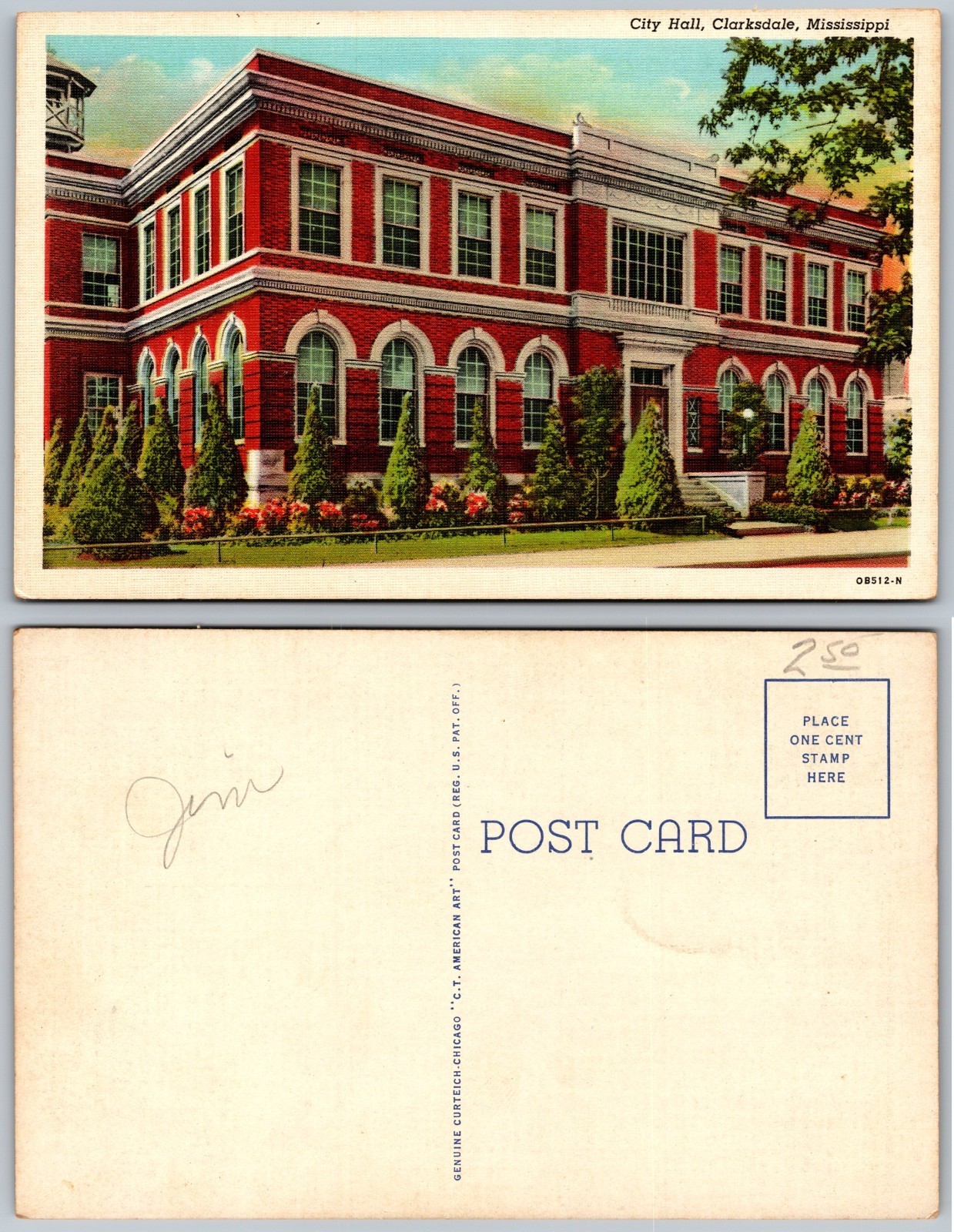 City Hall Clarksdale Mississippi Postcard