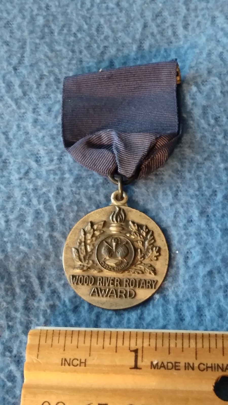 VINTAGE - 1944  WOOD RIVER ROTARY AWARD STERLING MEDAL FOR CITIZENSHIP 