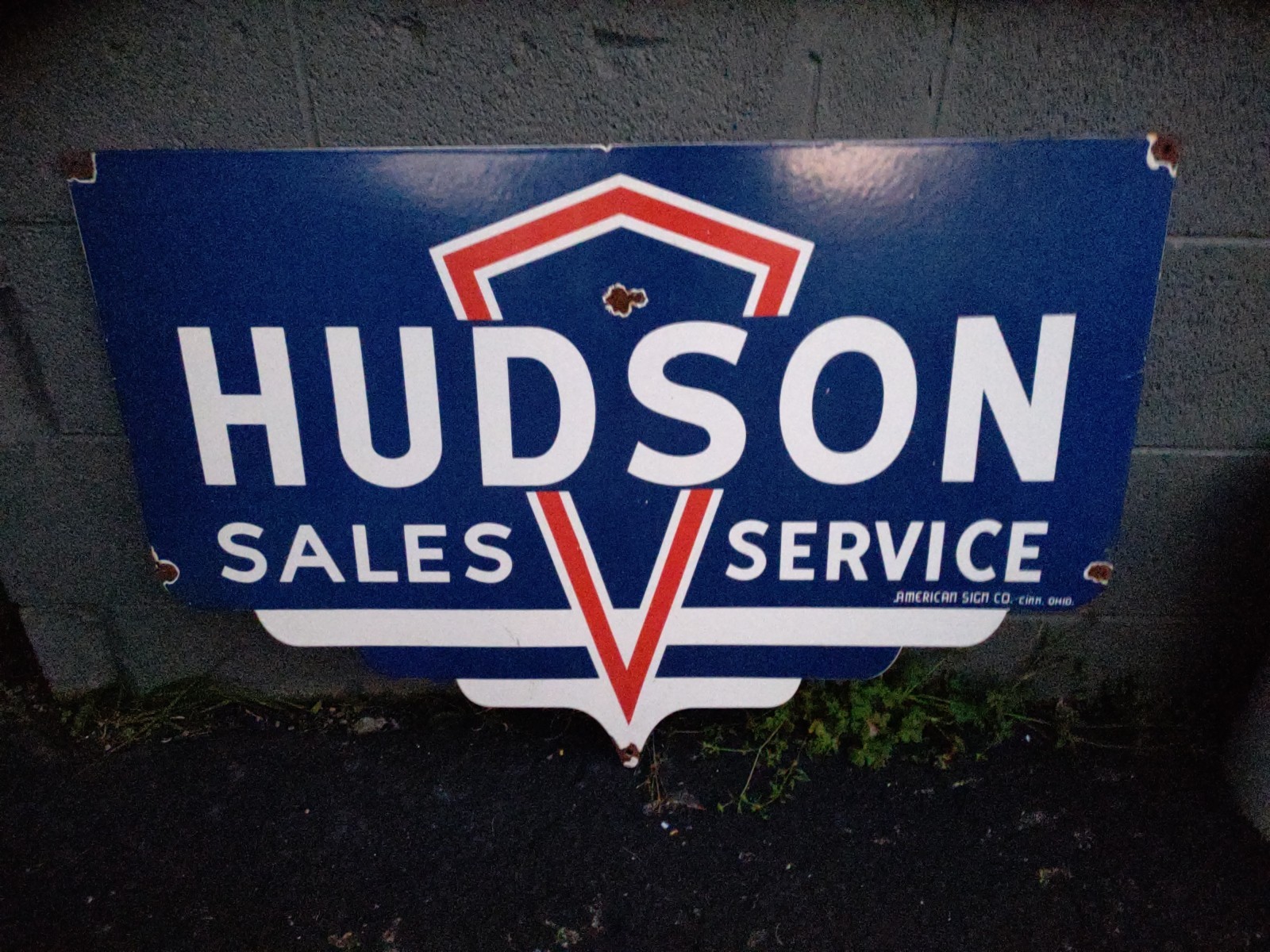 VINTAGE HUDSON PORCELAIN SIGN OLD AUTOMOBILE DEALER ADVERTISING SALES & SERVICE VINTAGE HUDSON PORCELAIN SIGN OLD AUTOMOBILE DEALER ADVERTISING SALES & SERVICE