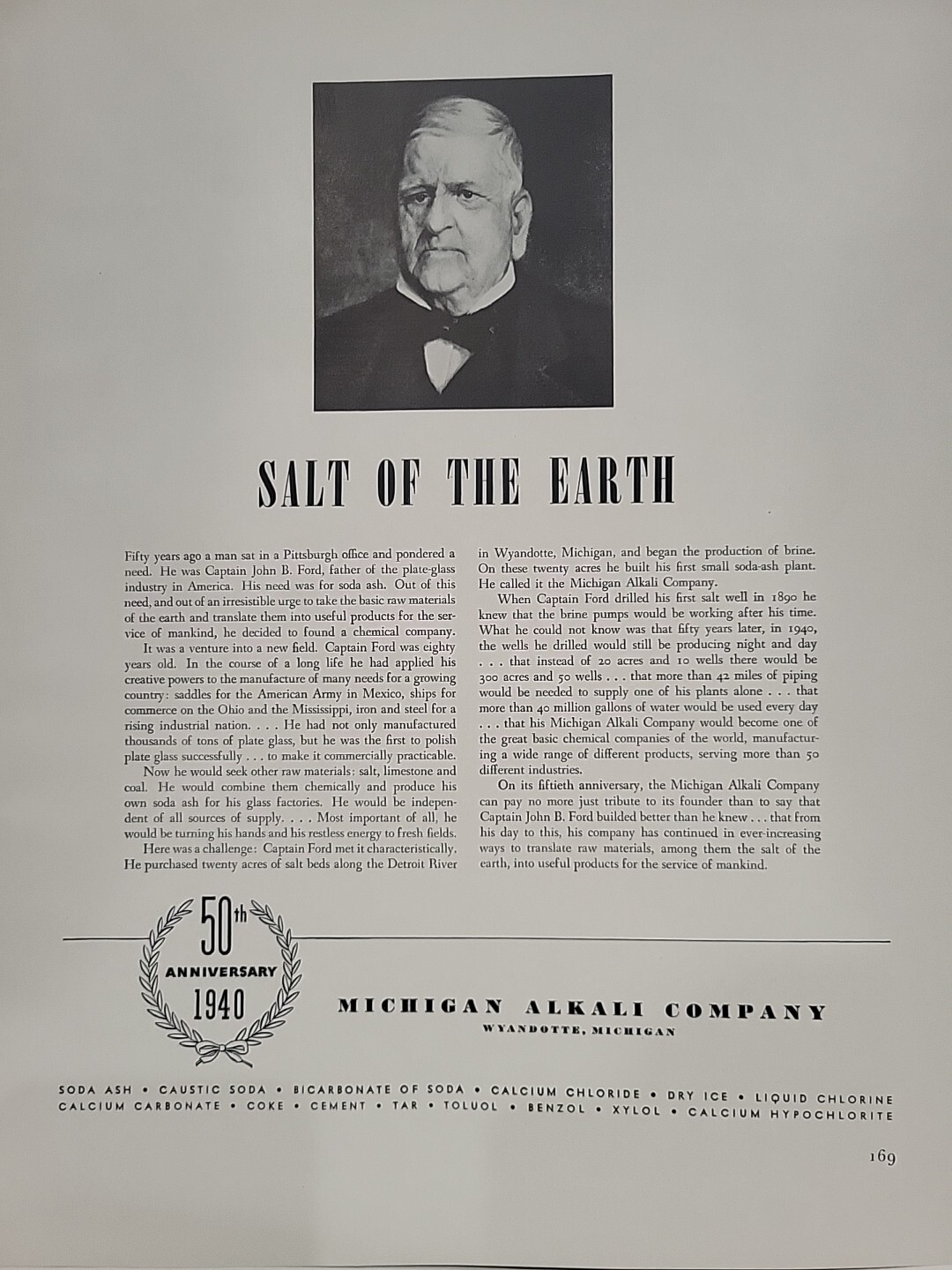 1940 Michigan Alkali Company Fortune WW2 Print Ad Q4 Capt. John B. Ford 50th 1940 Michigan Alkali Company Fortune WW2 Print Ad Q4 Capt. John B. Ford 50th