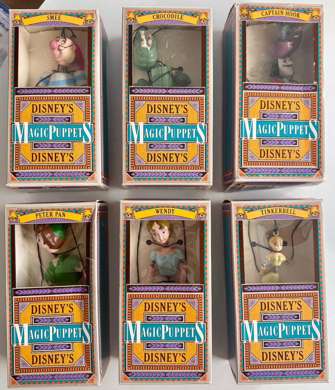 1999 Vintage Disney's Magic Puppet Lot 6 Peter Pan Characters NIB