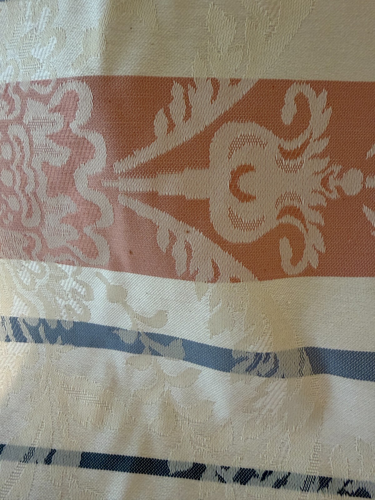 2 Yards Striped Damask Upholstery Fabric Pastel Apricot, Blue, Taupe 2 Yards Striped Damask Upholstery Fabric Pastel Apricot, Blue, Taupe