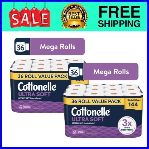 Cottonelle Ultra Soft Toilet Paper, Strong Toilet Tissue, 36 Mega Rolls,2pack Cottonelle Ultra Soft Toilet Paper, Strong Toilet Tissue, 36 Mega Rolls,2pack