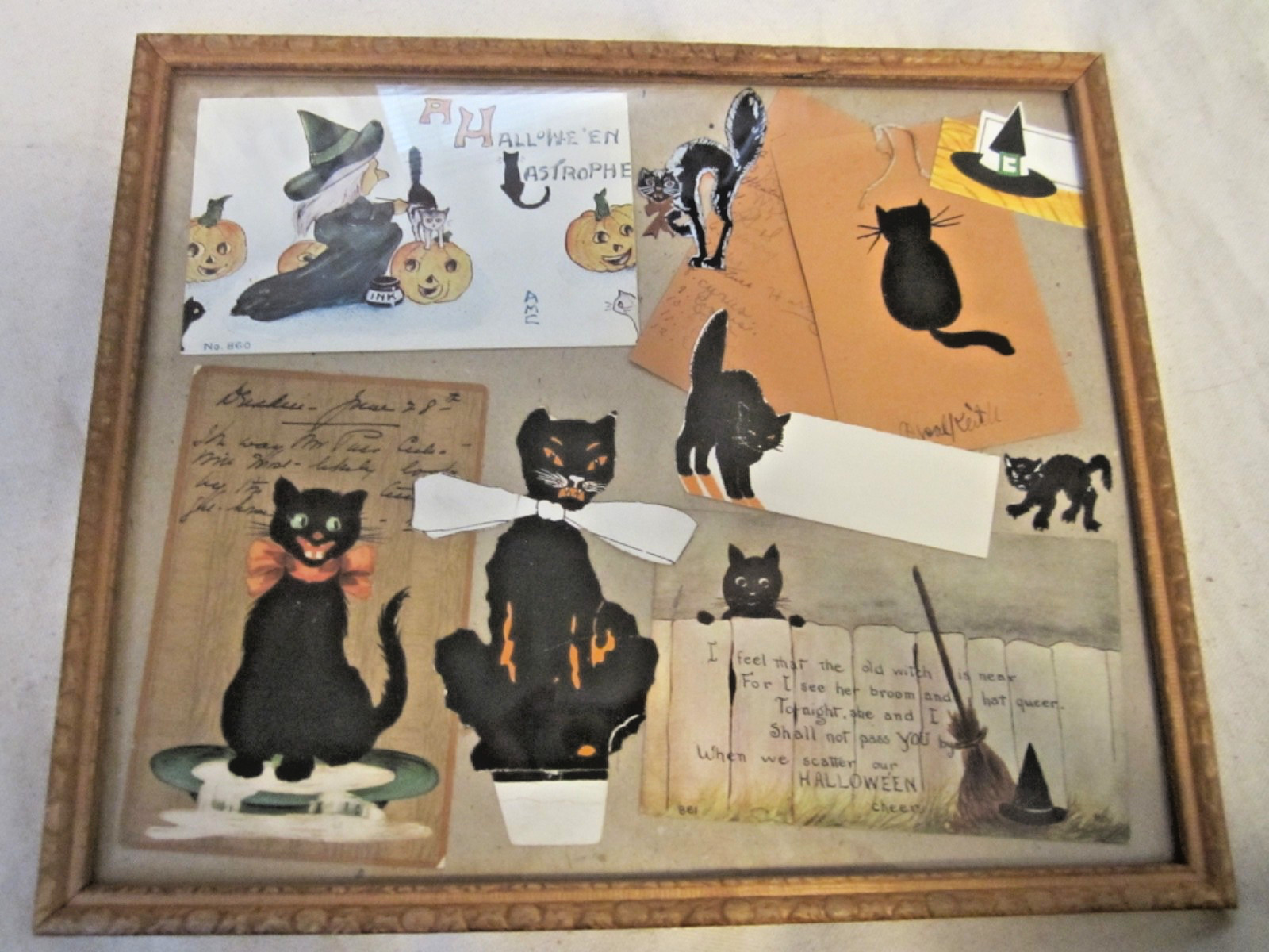 Vtg 1920's Halloween BLACK CAT LOT Postcards Place Cards Seals F.A. Owen Whitney
