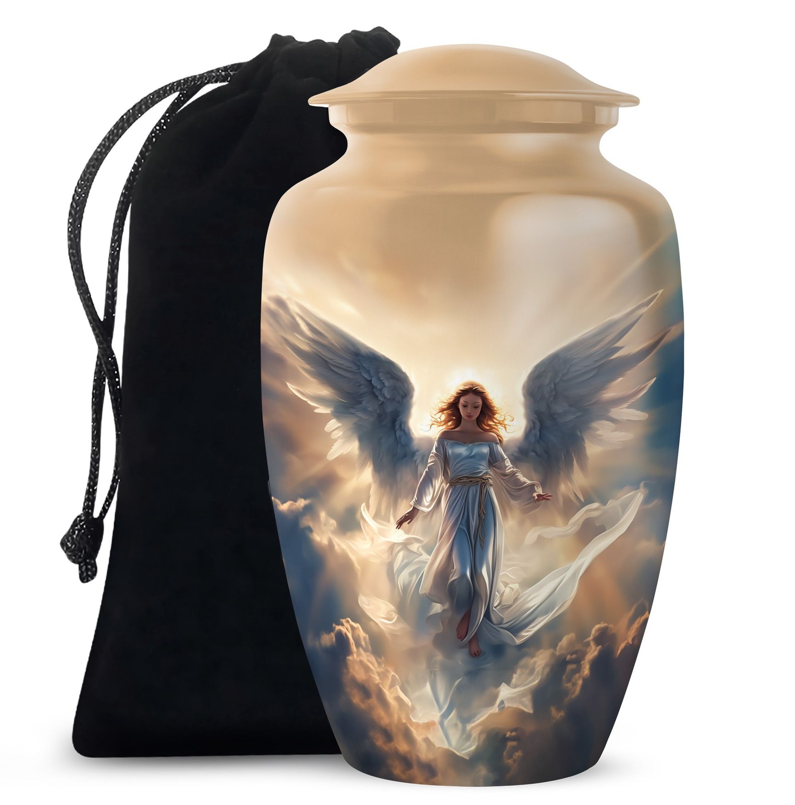 Serene Angel Memorial Urns for Human Ashes Adult Mother, Handmade Urn (10 Inch)