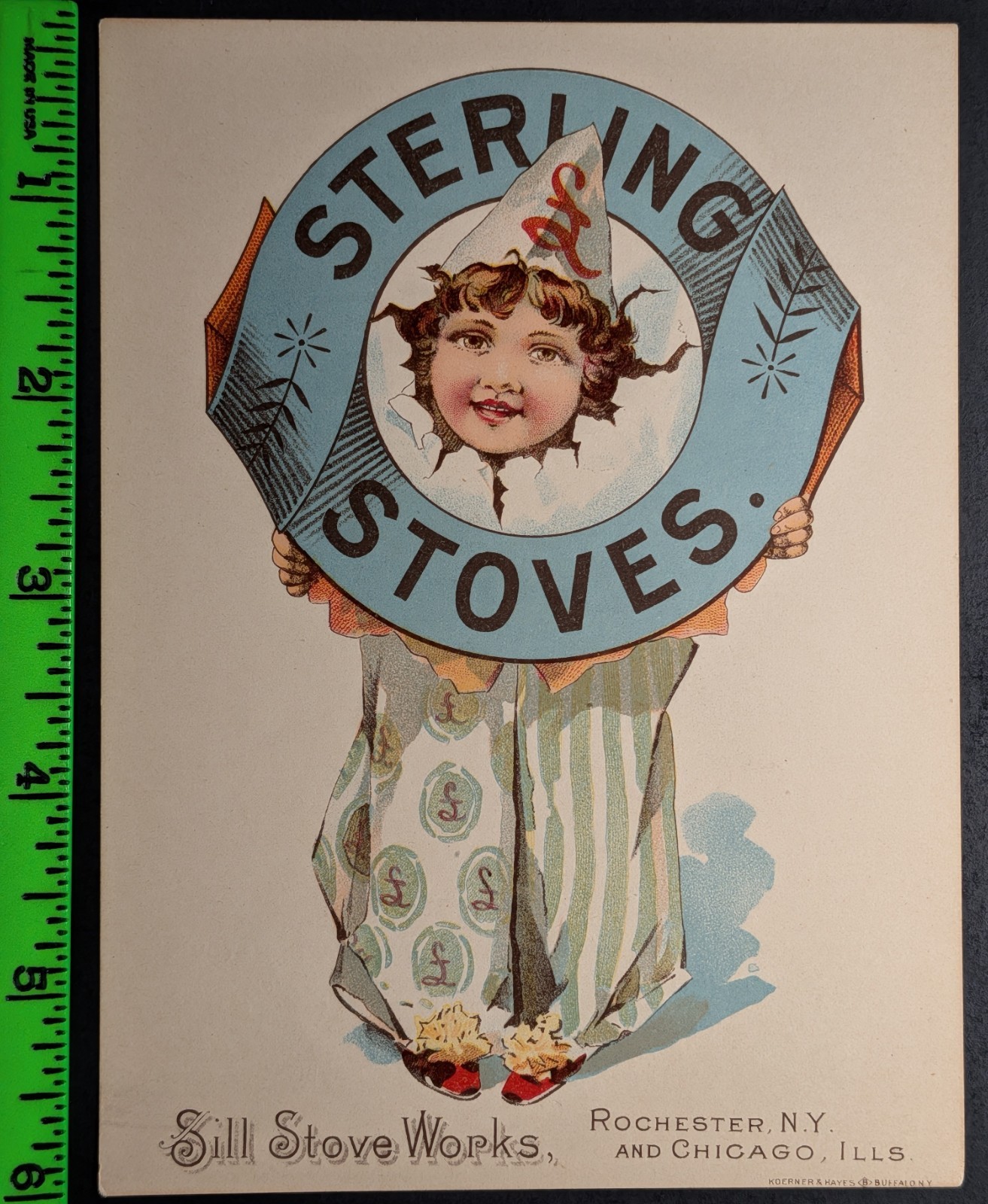 Vintage Sterling Stoves Girl Jester Trade Card