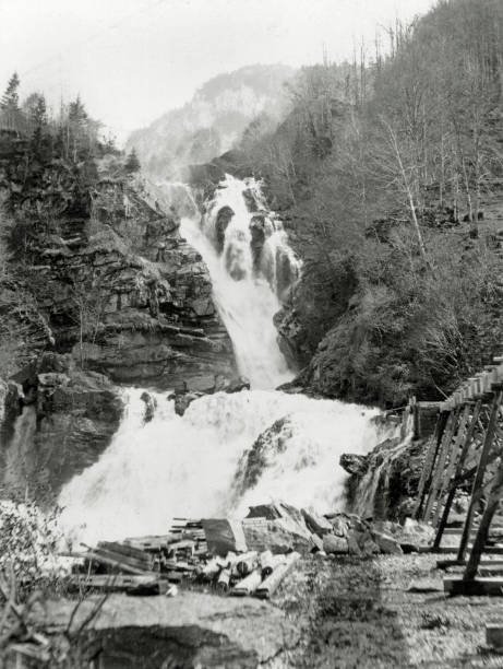 The lower Reichen Bach falls Meiringen Switzerland 1900 Old Photo