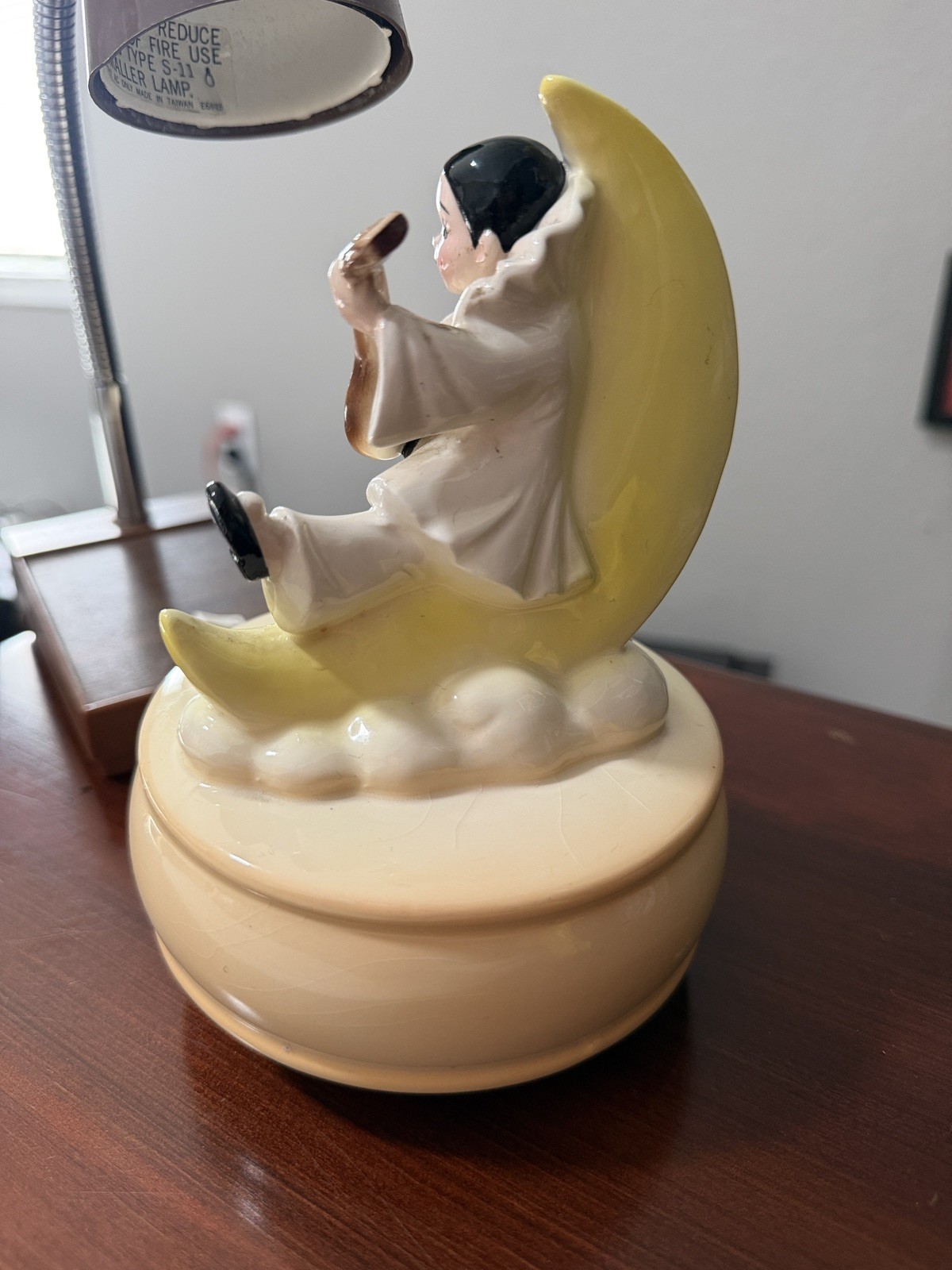1979 Schmid Porcelain Pierrot Clown on Moon Music Box - Plays Send in the Clowns 1979 Schmid Porcelain Pierrot Clown on Moon Music Box - Plays Send in the Clowns