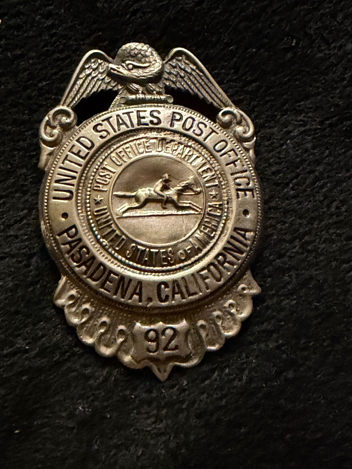 Antique Post Office Pasaden; CA Mailman Badge
