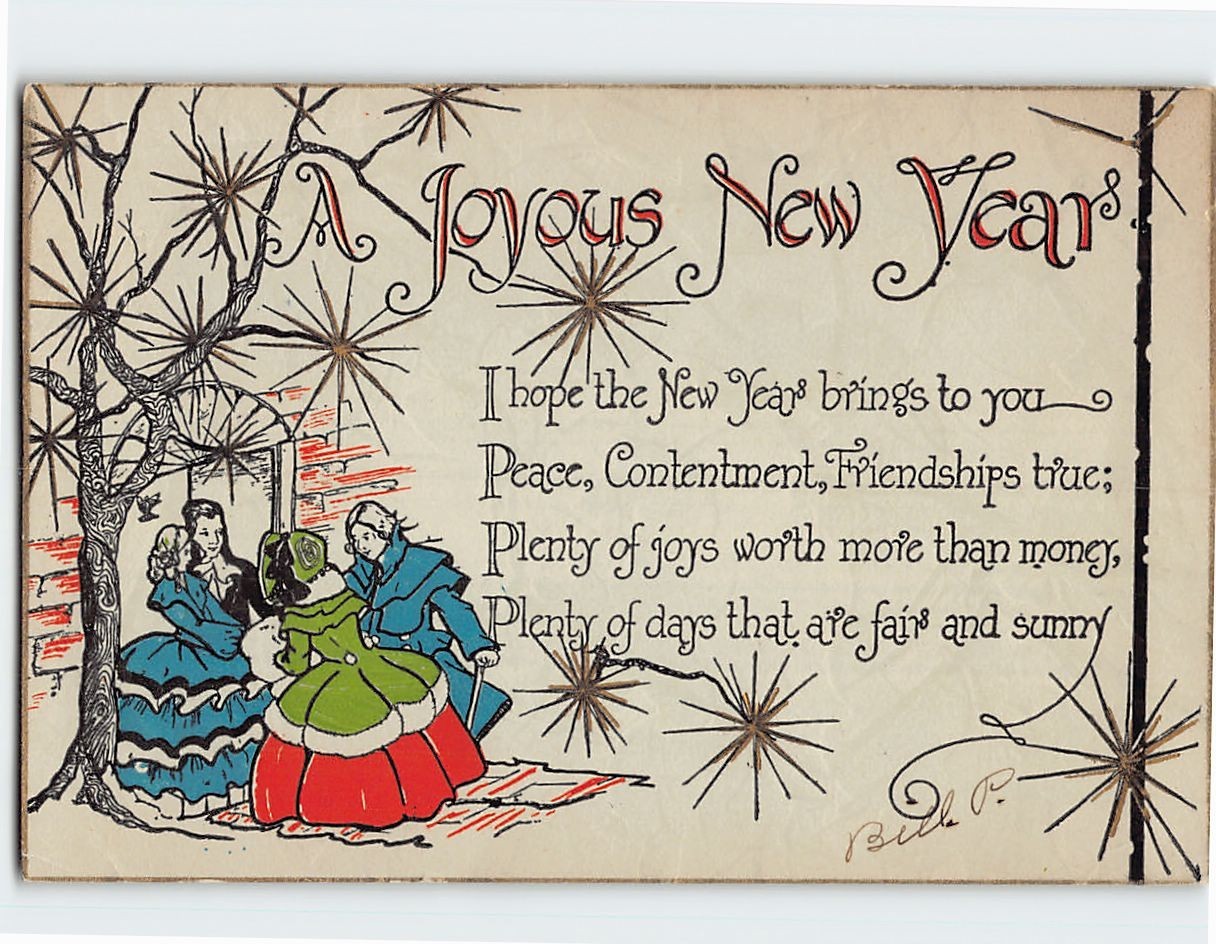Postcard A Joyous N. Year Greeting Card Embossed Card