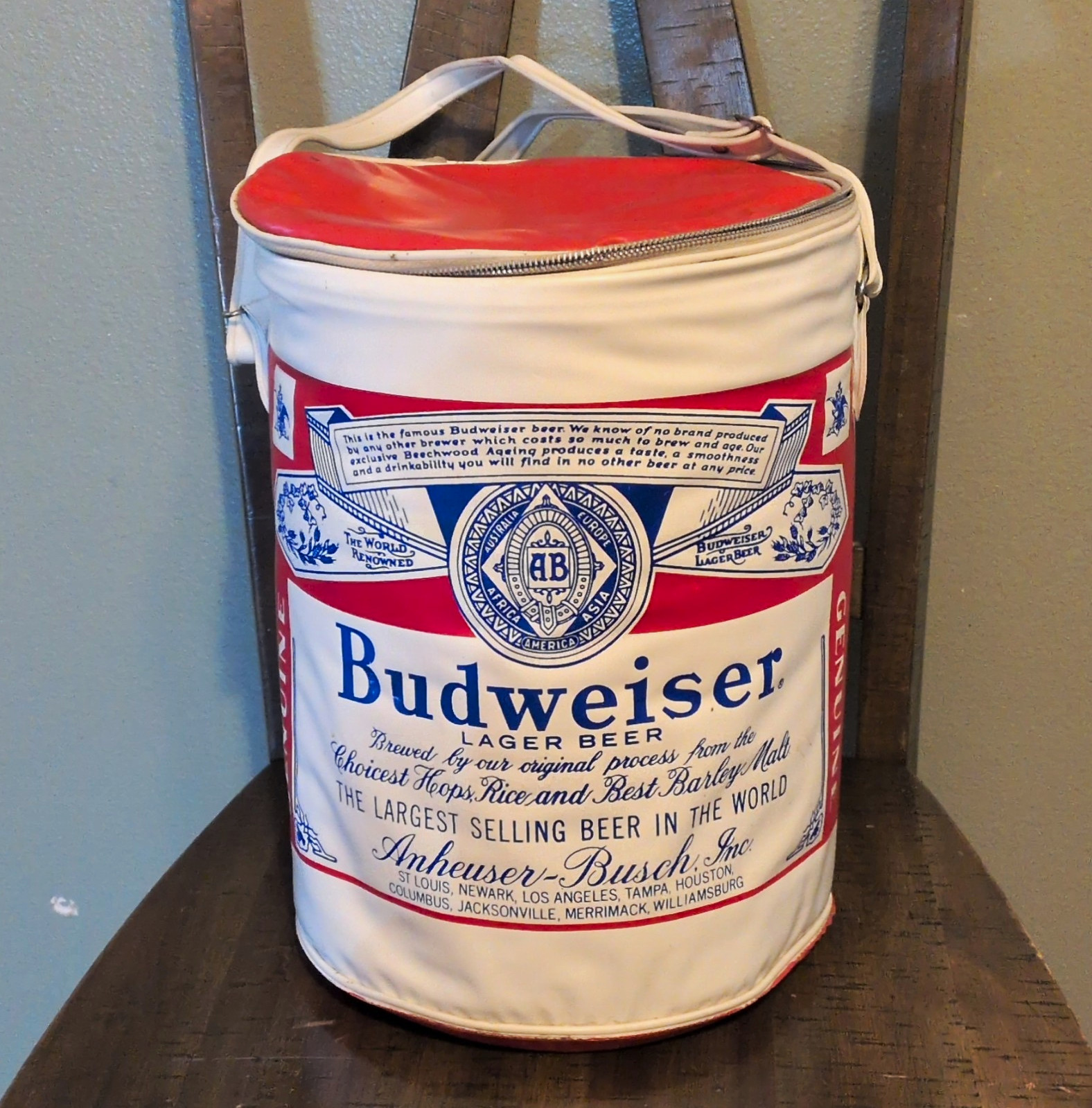 Vintage RARE Budweiser Thermo-Keep Vinyl Insulated Cooler Nappy Vintage RARE Budweiser Thermo-Keep Vinyl Insulated Cooler Nappy