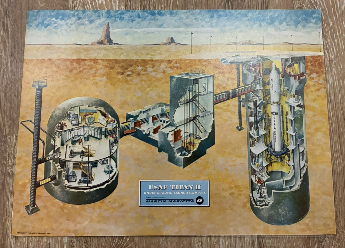 Vintage 1961 USAF Titan II Underground Launch Complex Cutaway Illustrated Poster Vintage 1961 USAF Titan II Underground Launch Complex Cutaway Illustrated Poster