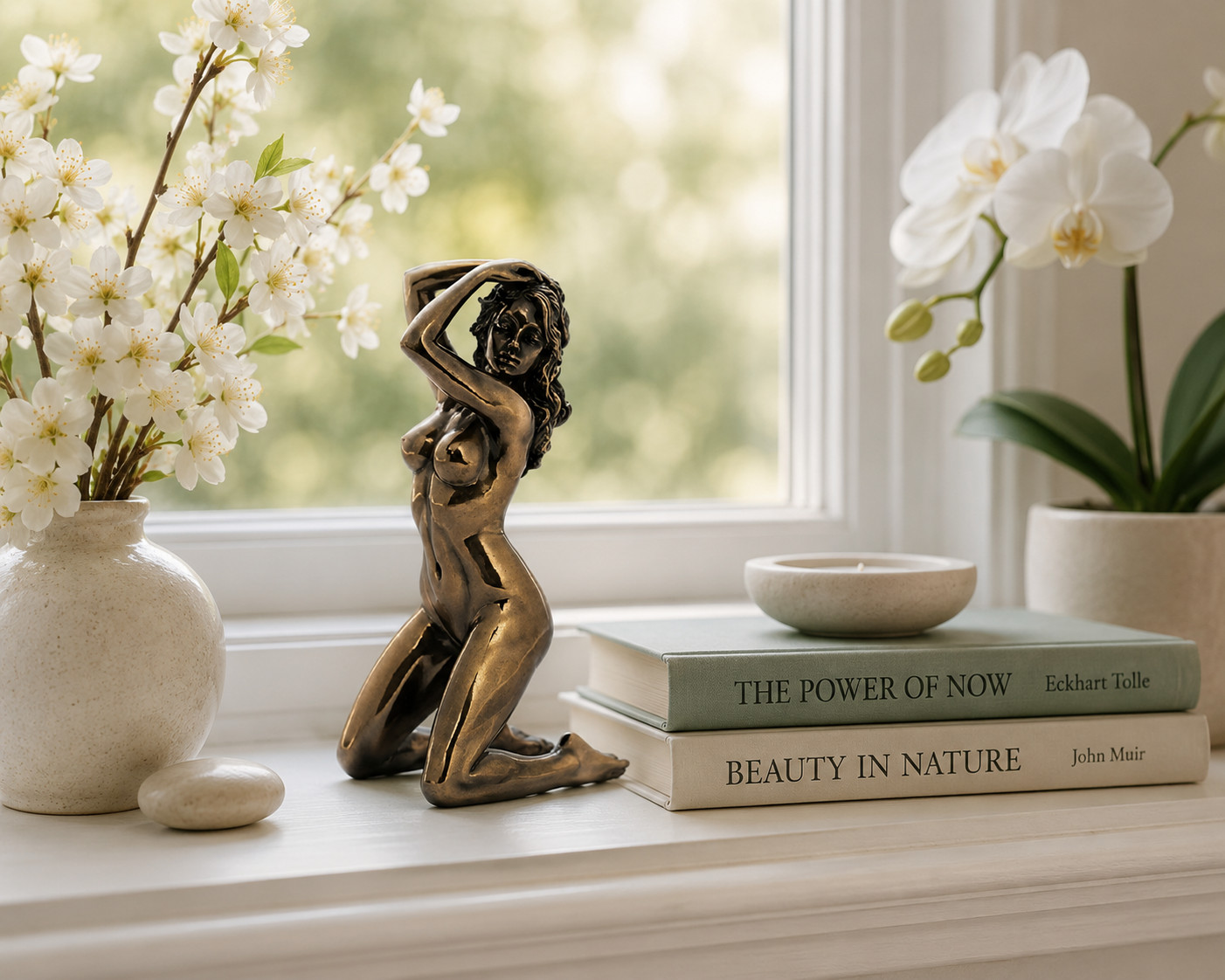 Bronze Finish Nude Female Statue Sculpture 7.13